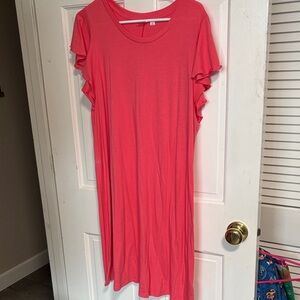 GAP Coral Ruffle Sleeve Midi Dress